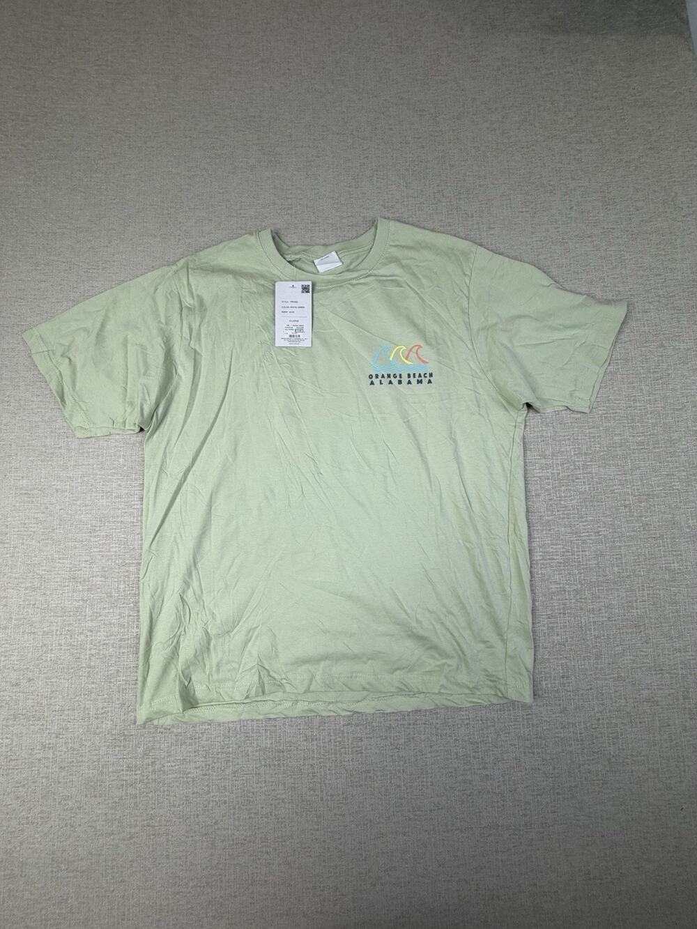 Southern Spirit Orange Beach Alabama T Shirt Mens XL Pastel Green NWT Beach